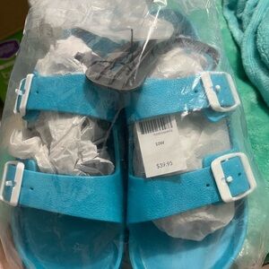 Lane Bryant Blue and White Sandals with Double Straps